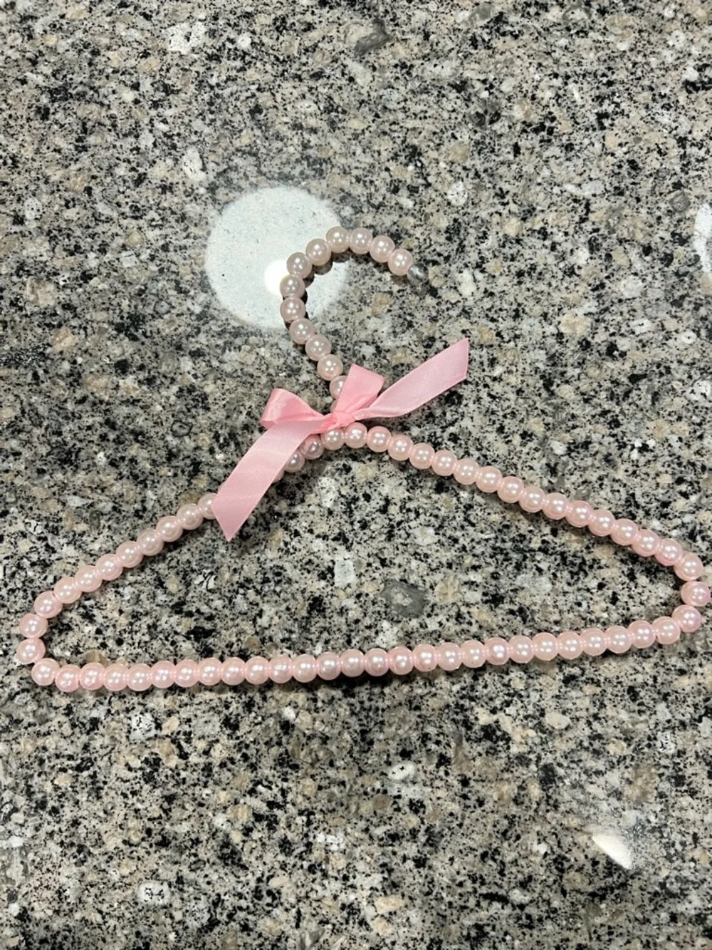 Set of 5 Pink Pearl Beaded Hangers with Ribbon Bows